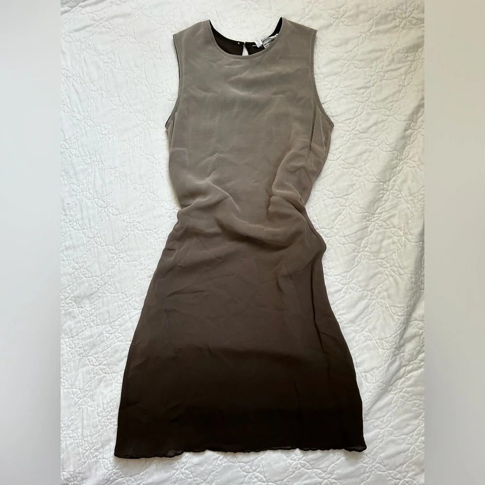 Brown-dark brown Ombré vintage polyester dress - Picture 1 of 1